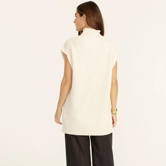 J. CREW NWOT‎ Cashmere Sleeveless Turtleneck Tunic in Ivory - Picture 2 of 11